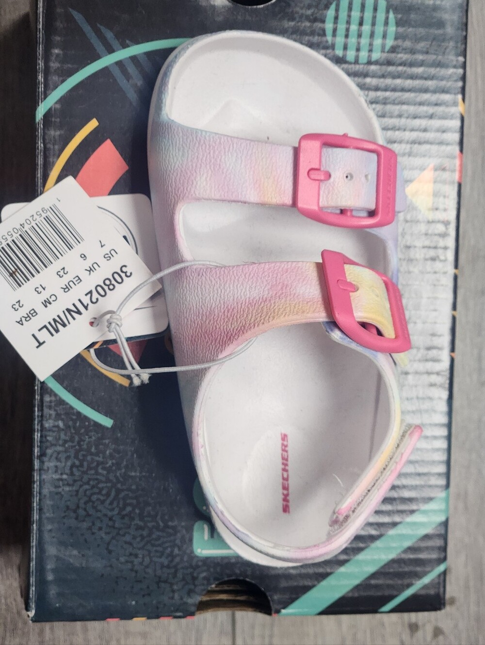 Skechers Kids Pastel Rainbow Buckle Sandals - Pink Buckles